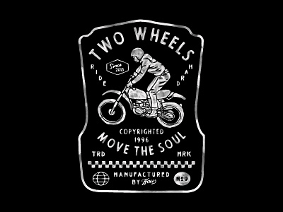 Two Wheels badge design bike bikes custom motorcycle deus deus ex machina handdrawn motorcycle ride riding vintage vintage trail