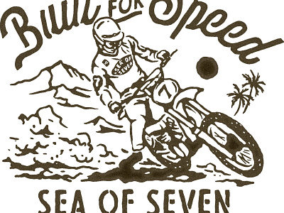 Built for Speed badge design dt100 logo motocross t shirt design vintage trail