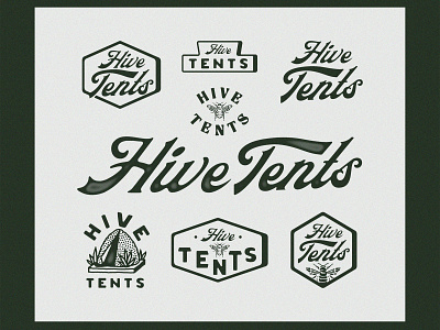 Hive Tents Branding badge design branding handdrawn lettering logo typography vintage