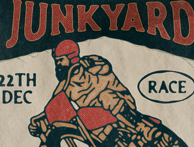 The Junkyard Race badge design handdrawn motorcycle old paper poster race racing texture vintage vintage race