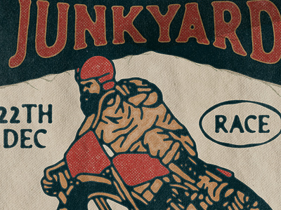 The Junkyard Race badge design handdrawn motorcycle old paper poster race racing texture vintage vintage race