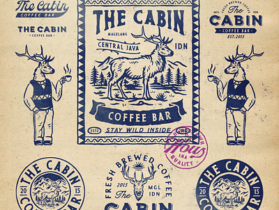 The Cabin Coffee Bar badge design branding handdrawn illustration t shirt design vintage vintage badge vintage design
