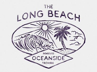 Long Beach badge design badges branding handdrawn illustration t shirt design vintage vintage badge vintage design watercolor