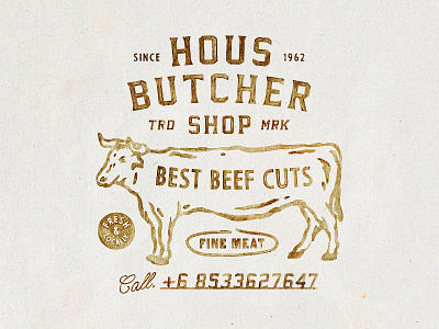 HOUS Butcher badge design badges branding handdrawn illustration old t shirt design typography vintage vintage badge vintage design