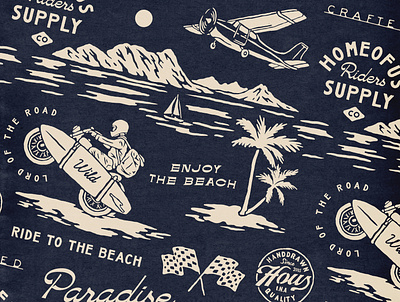 Beachy Pattern badge design beach branding illustration palm pattern t shirt design vintage vintage badge