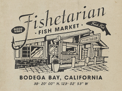 Fishetarian badge design branding fish illustration t shirt design vintage vintage badge