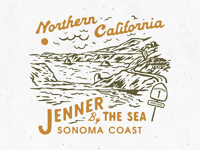 Jenner by The Sea badge design beach branding illustration t-shirt design vintage vintage badge vintage design