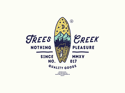 Trees and Creek badge design badges brand clothing local mountain old surf trees tshirt vintage wolf