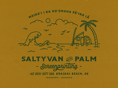 Saltyvan beach line palm sunset van vector vintage wave