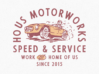 Hous Motorworks badge design branding car design garage motorcycle t shirt design vintage vintage car