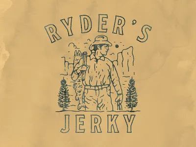 Ryder's Jerky badge design cowboy design fish t shirt design vintage