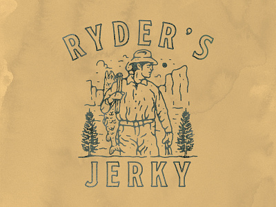 Ryder's Jerky badge design cowboy design fish t shirt design vintage