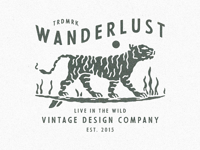 Wanderlust badge design clothing apparel design available design for sale surf t shirt design tiger vintage design wander