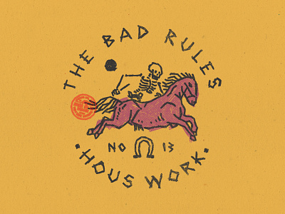 The Bad Rules badge design design available design for sale deus ex machina handdrawn horse skull t shirt design vintage vintage design