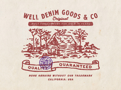 Well Denim Co. badge design design available design for sale label old printing t shirt design vintage vintage badge