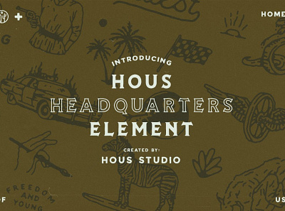 Hous Headquarters Element Vol.01 badge design design design for sale illustration old t shirt design typography vector vintage badge vintage design
