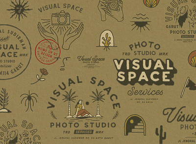 Visual Space badge design branding illustration t shirt design vector vintage vintage badge