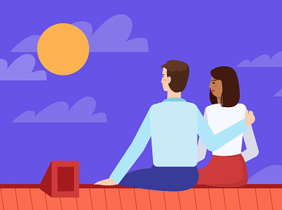 Planning your financial future sitting on the roof animated video animated video company animation characeters couple family future love moon night nightsky roman romantic roof sky style sun woman