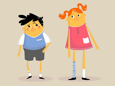 Two friends learn big world animation boy character children darvideo friends girl kids learn pippi longstocking study
