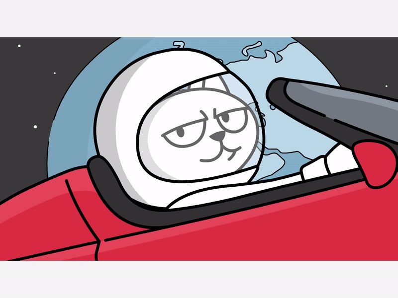 Tesla Space Cat animated explainer video animated marketing videos animated video animated video company animated video production animated videos for business best corporate videos best explainer videos 2019 car cartoon cat corporate video company credit deposit earth funny money moon space tesla