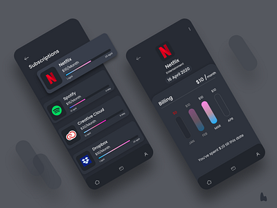 Subscription Management App creative design finance fintech mobile app netflix subscription ui uidesign ux design