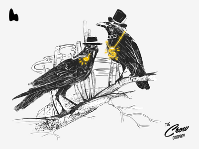 The Crow Club - Illustration art black black and white branding colors creative dark theme design graphics illustration logo monotone sketch webdesign white