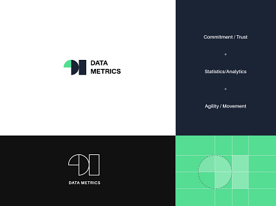 Data Metrics Logo Concept branding colors creative creative agency data design icon logo technology typography vector