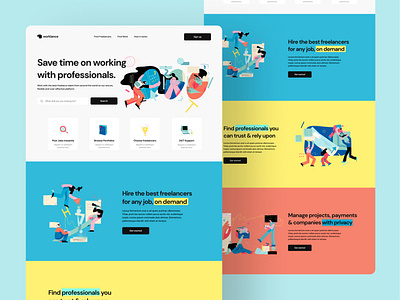 Worklance: Website concept colors creative freelance design freelancer hero image hero section landing page landing page design web design webdesign website website design work