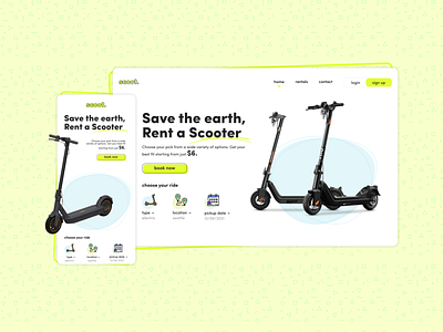Scoot- Rent a Scooter! antipollution colors creative creative agency design environment environmentfriendly illustration logo scooter sustainable sustainabledesign ui uidesign ux design vector