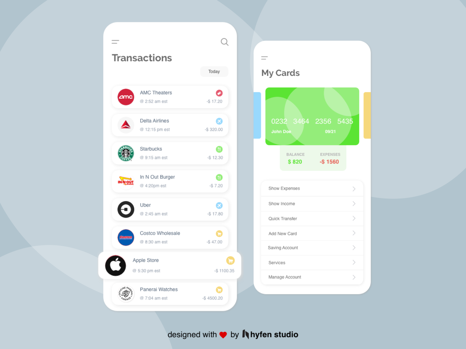 Expenditure App UI by Salt Design Studio on Dribbble