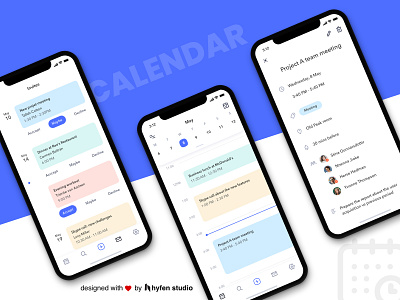 Calendar App Concept UI app calendar app colors creative creative agency design events app hyfenstudio mobile app ui uidesign ux ux design vector