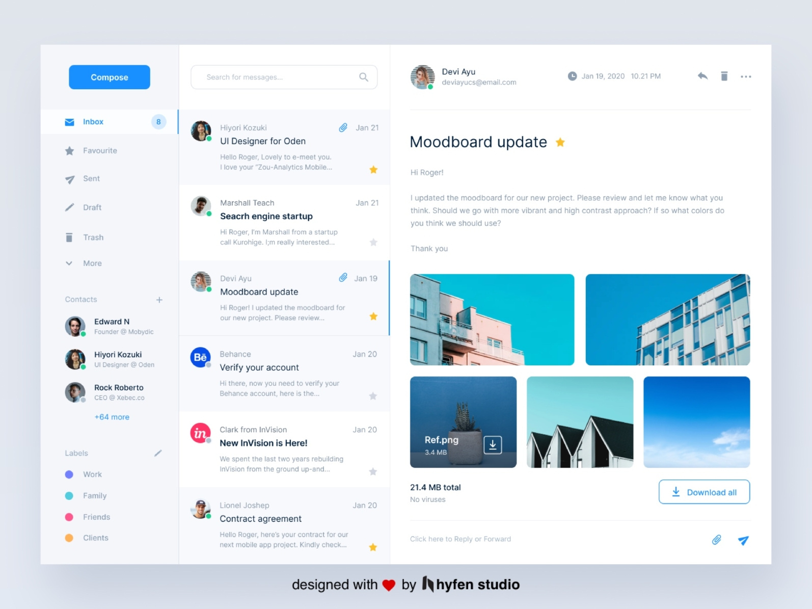 Email Client UI by Salt Design Studio on Dribbble