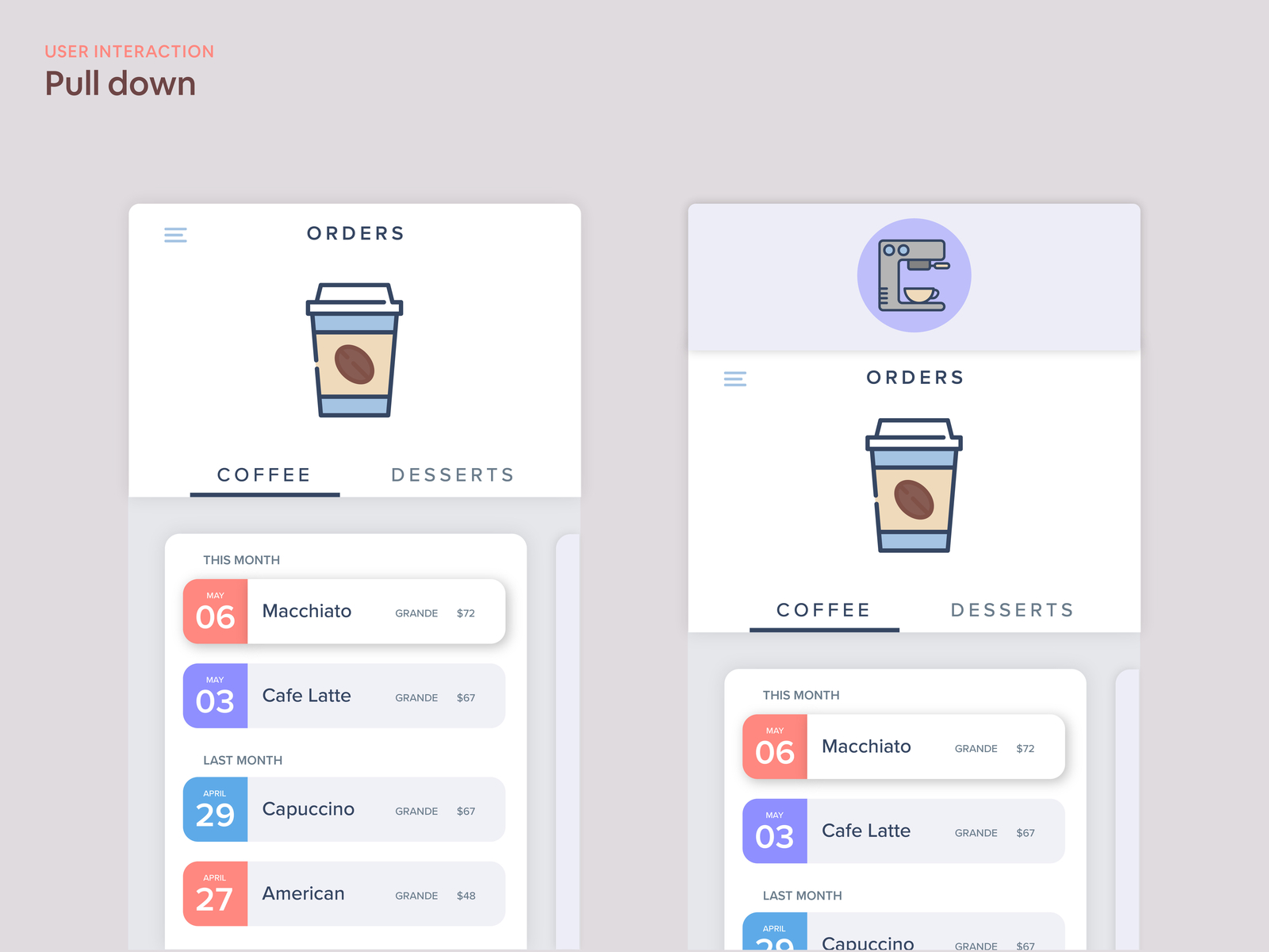 The pull down by Laura Martínez on Dribbble