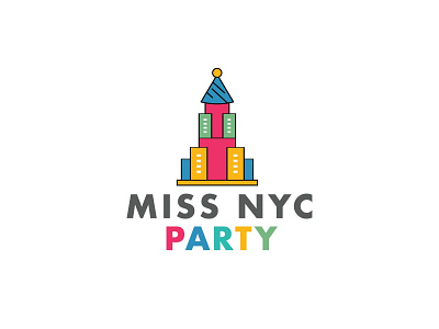 Miss NYC Party Logo brand identity branding colorful design icon illustration logo logo design new york new york city nyc party hat