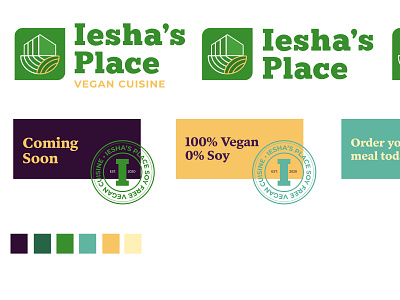 Iesha's Place Brand Design brand identity branding design icon icon design identity design illustration logo logo design stamp design vegan