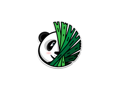 Panda animal bamboo cartoon cute fun happy illustration logo panda sticker