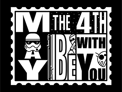Star Wars: May the 4th be with you bb8 icon illustration lightsaber may 4th r2d2 stamp star wars stormtrooper vector