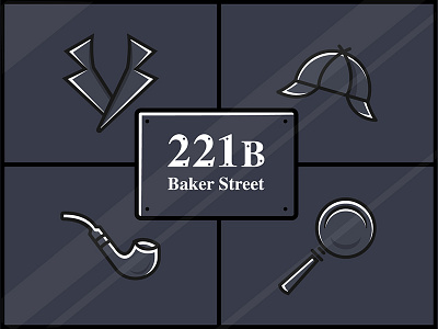 Sherlock Holmes 221b baker street bbc detective icon illustration mystery sherlock sherlock holmes
