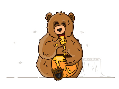 Honey Bear 🍯 🐻 animal art bear bee character cute design fun grizzly bear honey illustration vector