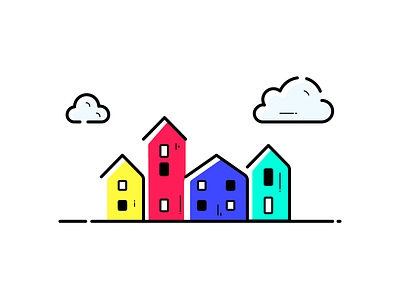 Colorful Town art building color design doodle house icon illustration illustrator landscape minimal town vector