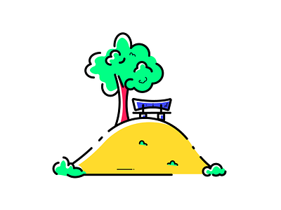 Top of the Hill art bench color design doodle hill icon illustration illustrator landscape minimal nature tree vector