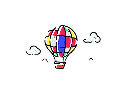 Hot Air Balloon art balloon clouds color design doodle fly hotairballoon icon illustration illustrator minimal sky vector