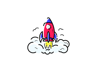 Rocket Launch art clouds color design doodle fly icon illustration illustrator launch minimal rocket sky space vector