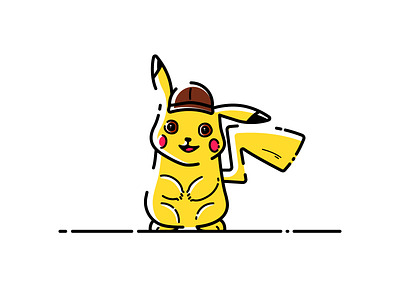 Detective Pikachu art color design detective doodle game icon illustration illustrator minimal nintendo pikachu pokemon vector