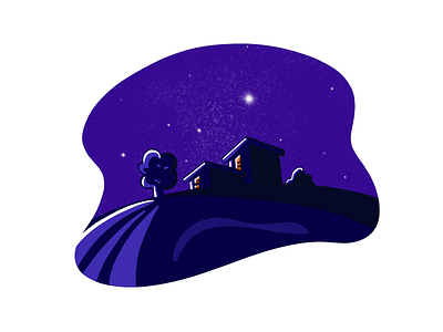 Starry Night color design house illustration ipadpro landscape night procreate stars