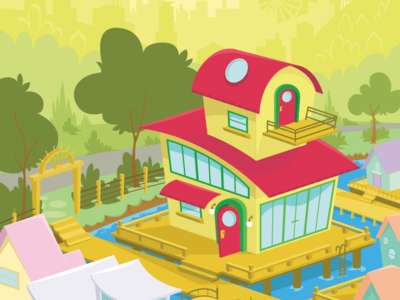 Seattle Boat House cartoon house houseboat illustration red seattle summer vector