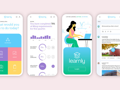 Learnly App Screens app design character design clean ui data visualization education icons product design ui design uiux user experience user interface