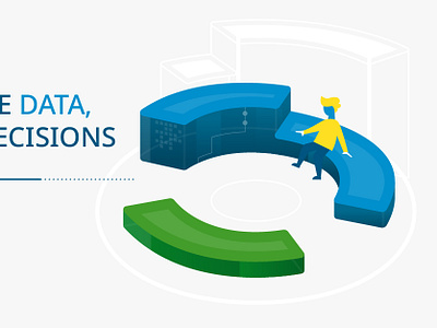 Data Visualization 3 of 4 blue character design chart data viz display ad green illustration seat vector