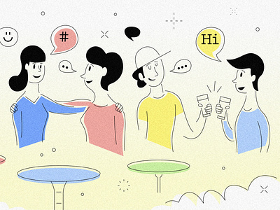 Community Brew beer character design cheers community friends group illustration lineart men people vector women