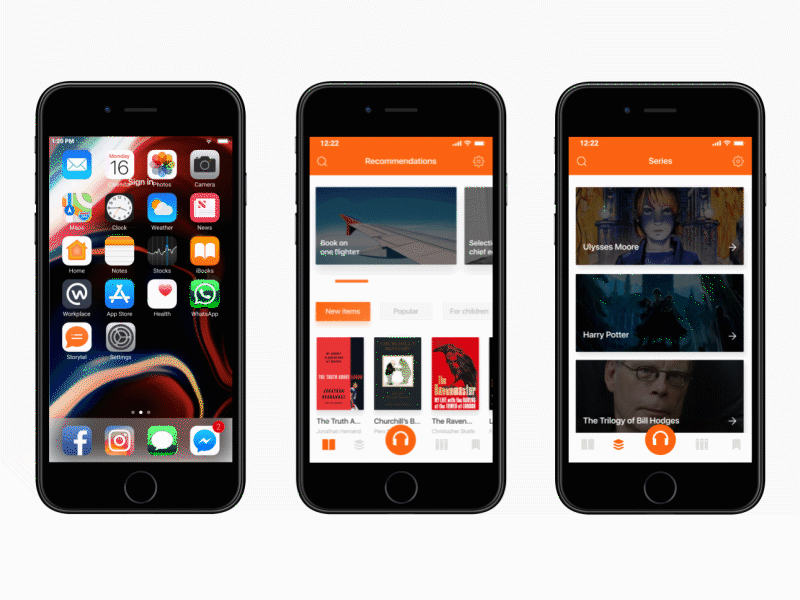 Storytel animation after effects animation mobile interface ui ux design
